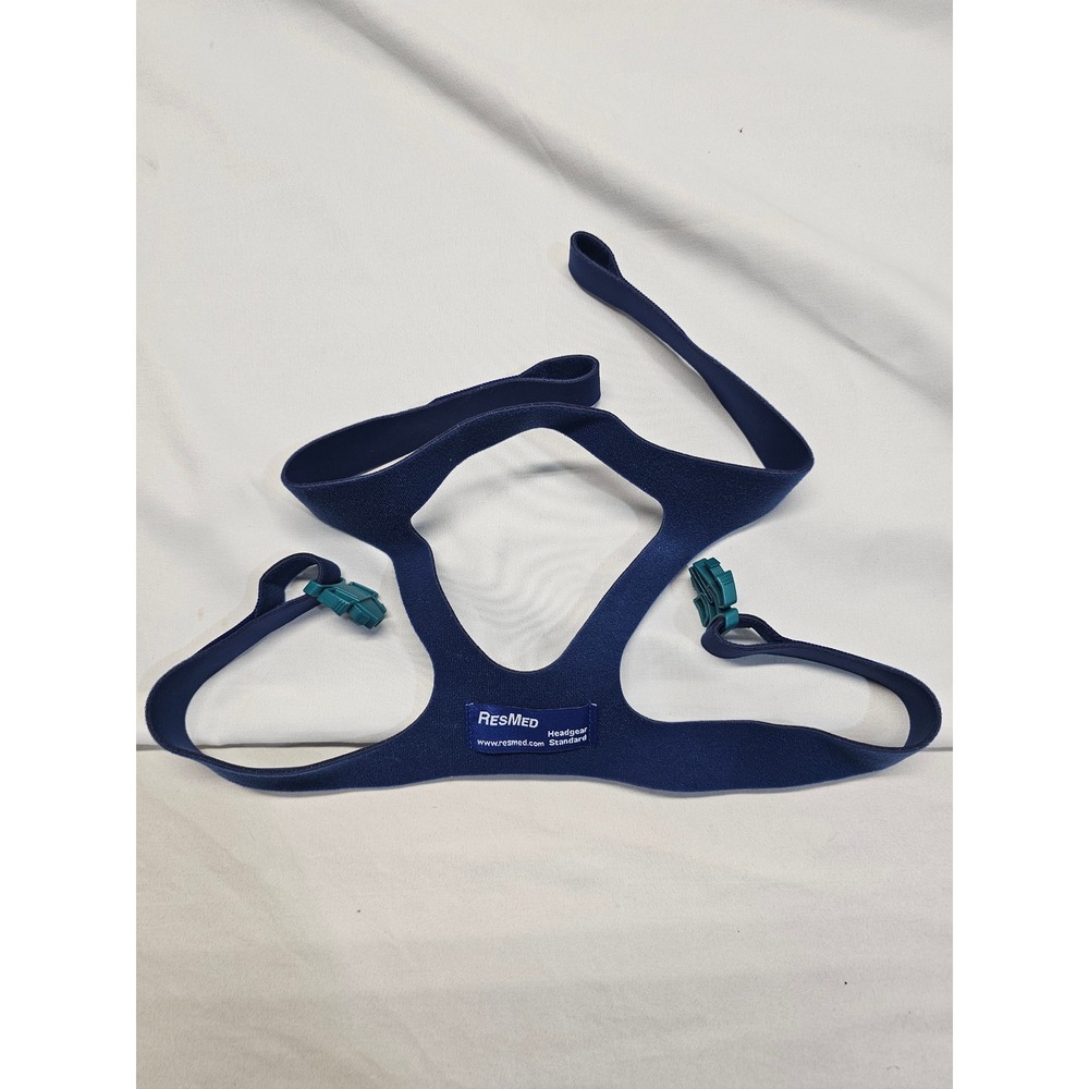 ResMed CPAP Mask Headgear Standard Size Blue Replacement Strap with Clips